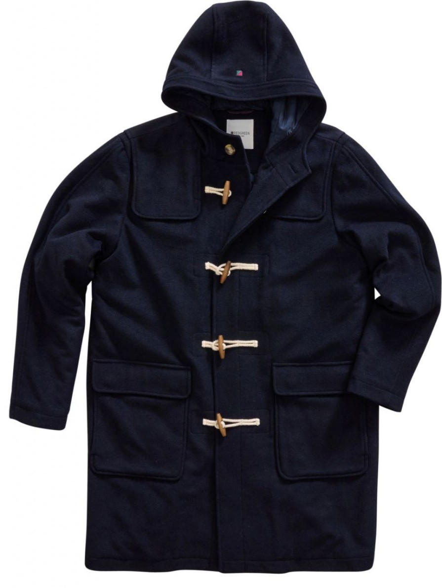 Fashion REDGREEN Outdoorjacken & &Mantel | Redgreen Herren Dufflecoat Verstellbare Kapuze Mittellang Dark Navy Sejl