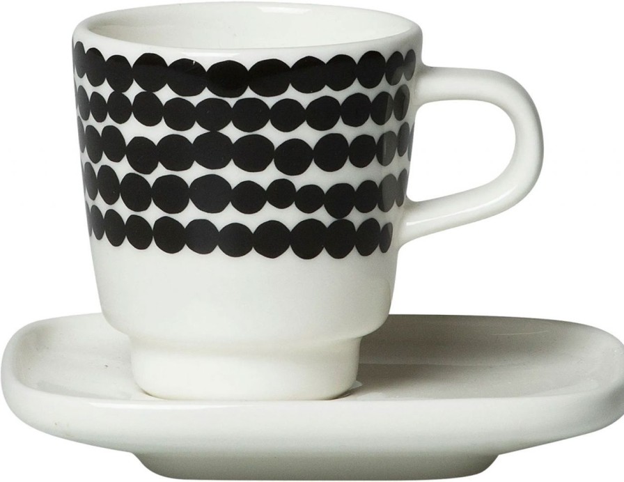 Kuche & Haushalt Marimekko Becher & Tassen | Marimekko Siirtolapuutarha (Schrebergarten) Oiva Tasse 0,05 L 2 Tlg. Schwarz, Cremew