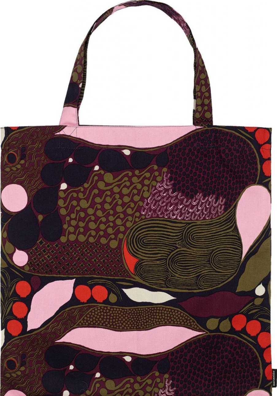 Fashion Marimekko Taschen & Accessoires | Marimekko Rusakko (Brauner Hase) Tragetasche 43X44 Cm Dunkelblau, Rot, Braun