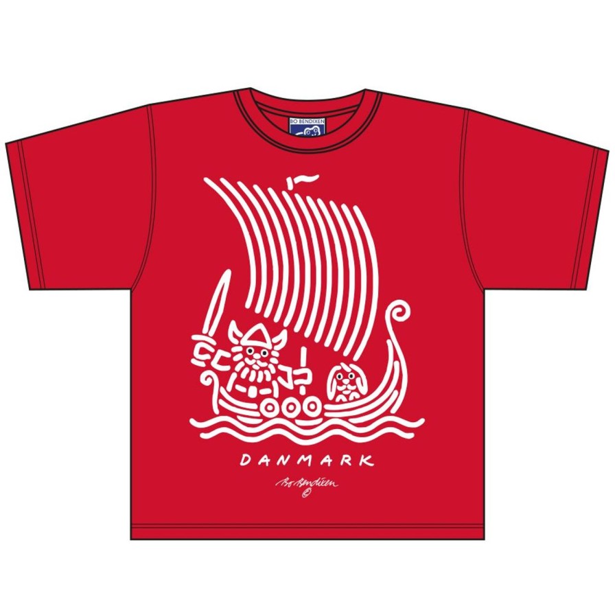 Fashion Bo Bendixen | Bo Bendixen Unisex Kinder T-Shirt Rot Wikingerschiff