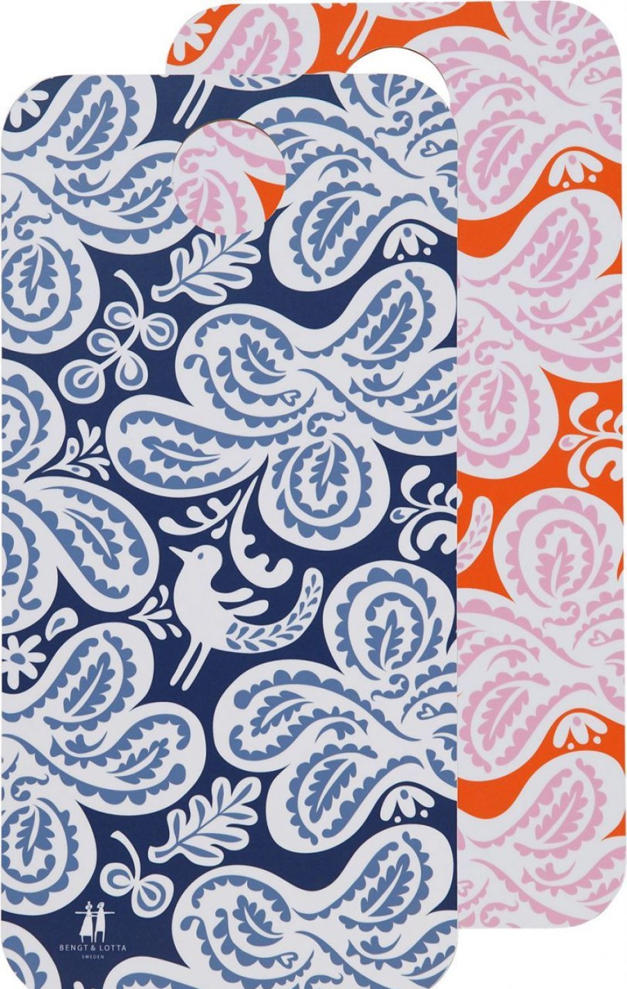 Kuche & Haushalt Bengt & Lotta Servierbretter & Fruhstucksbretter | Bengt & Lotta Haga Schneidebrett / Servierbrett 20X40 Cm Blau,Weis/Orange,Rosa - 2 Versch. Seiten