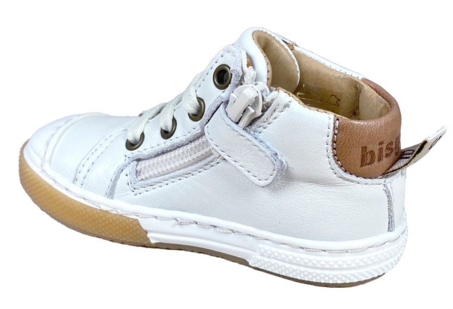 Kinderwelt Bisgaard Schuhe | Bisgaard Jungen Kinder Ledersneaker Mit Reisverschlus Weis