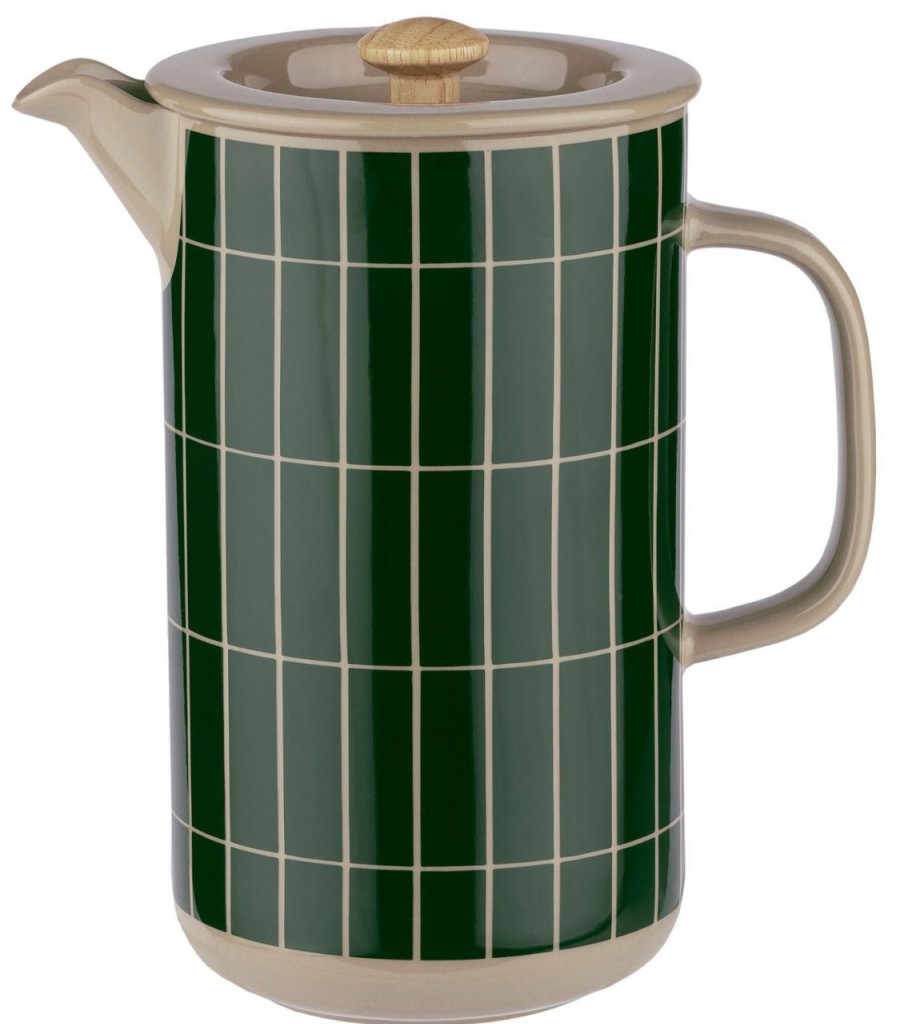 Geschenke Marimekko Japandi | Marimekko Tiiliskivi (Ziegelstein) Oiva Kaffeezubereiter 0,9 L Terra, Dunkelgrun