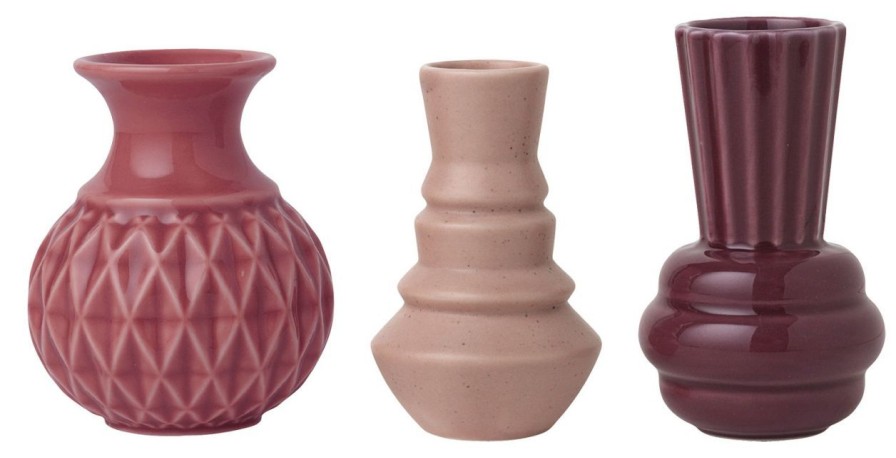 Geschenke Dottir Nordic Design | Dottir Nordic Design Samsurium Minibell Miniaturvase 3Er Set Rot, Rosa, Marone