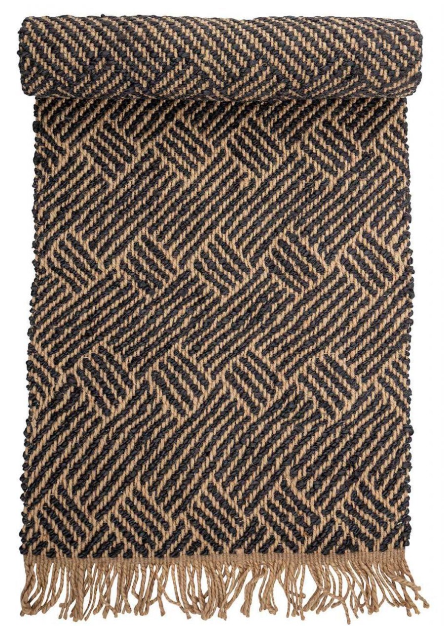 Wohnen Bloomingville Teppiche | Bloomingville Aby Teppichlaufer Jute 70X200 Cm Schwarz, Braun