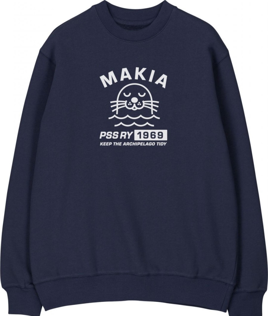 Fashion Makia Clothing Pullover& Sweatshirts & Strickjacken | Makia Clothing Unisex Sweatshirt Mit Print Konnus Dunkelblau Special Edition Fur Scharen & Seen