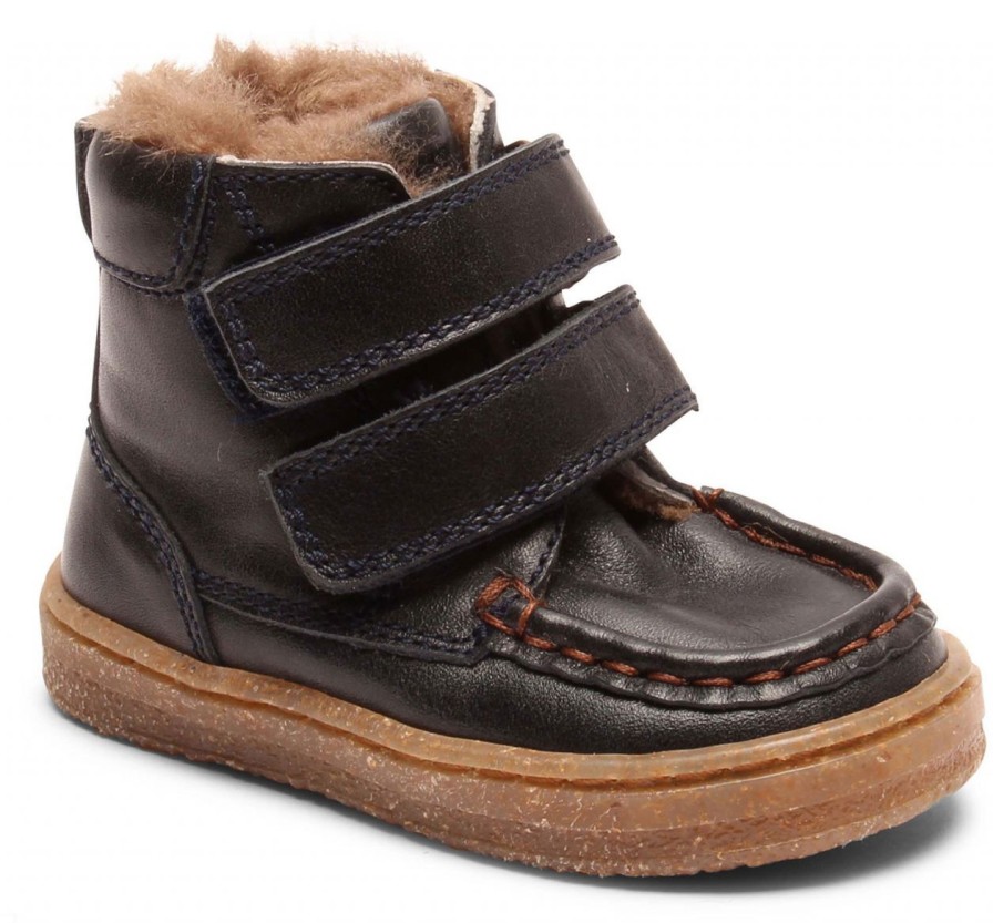 Kinderwelt Bisgaard Schuhe | Bisgaard Jungen Kinder Lauflernschuh Lederstiefel Mit Klettverschlus / Lammfellfutter Viggo