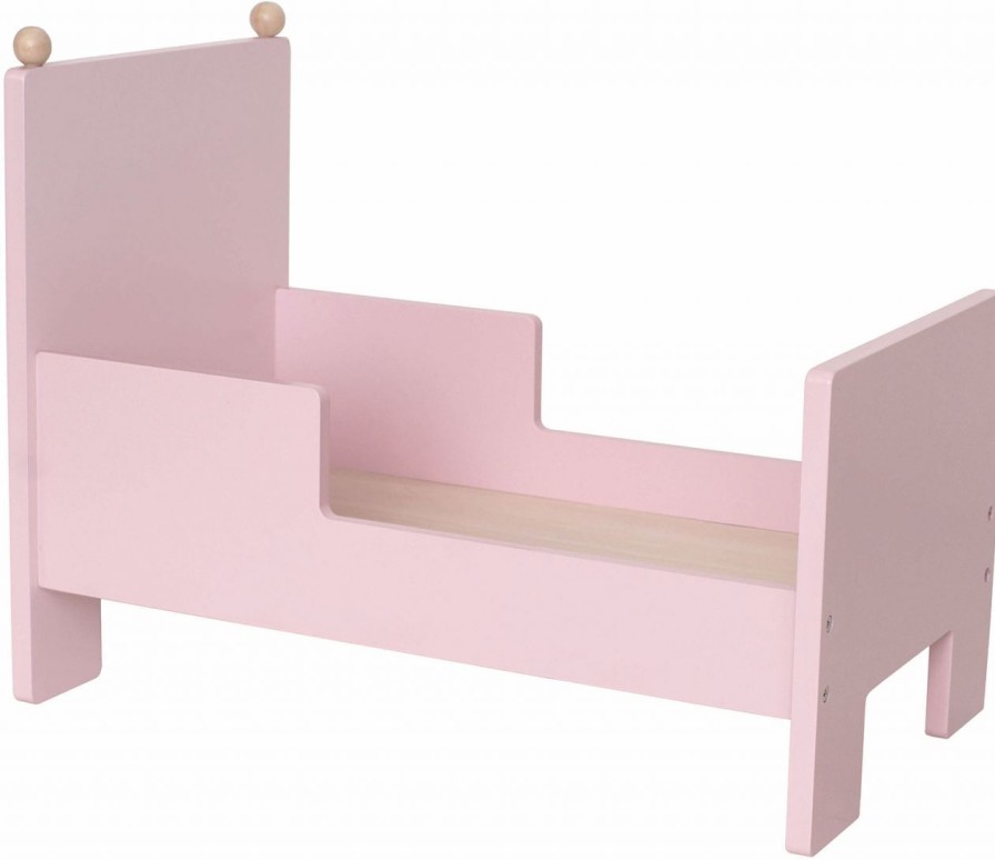 Kinderwelt Jabadabado Puppen & Zubehor | Jabadabado Puppenbett Holz Pink 42X24X34 Cm