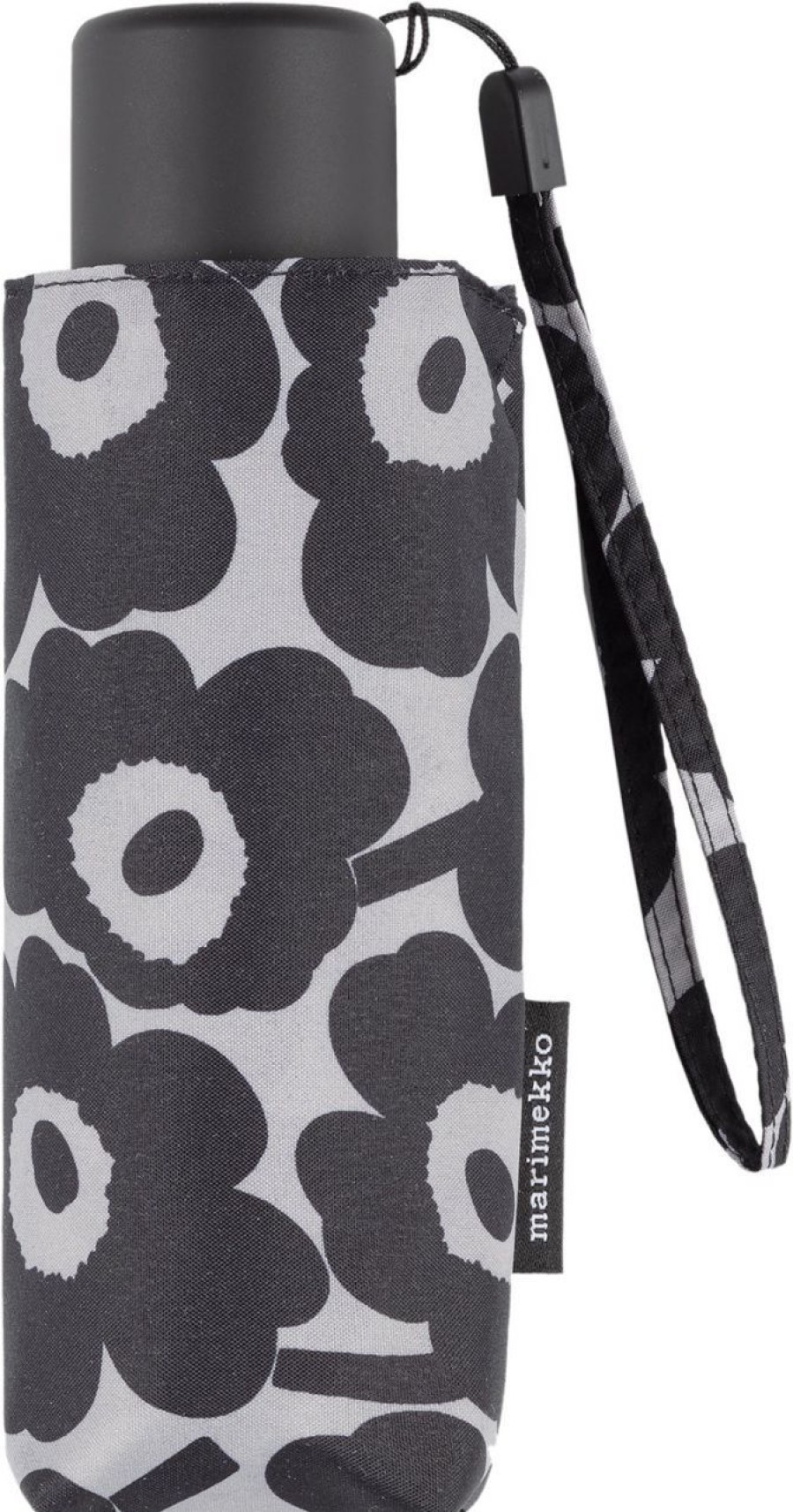 Fashion Marimekko Taschen & Accessoires | Marimekko Unikko Mini Regenschirm Manuell Schwarz, Dunkelgrau