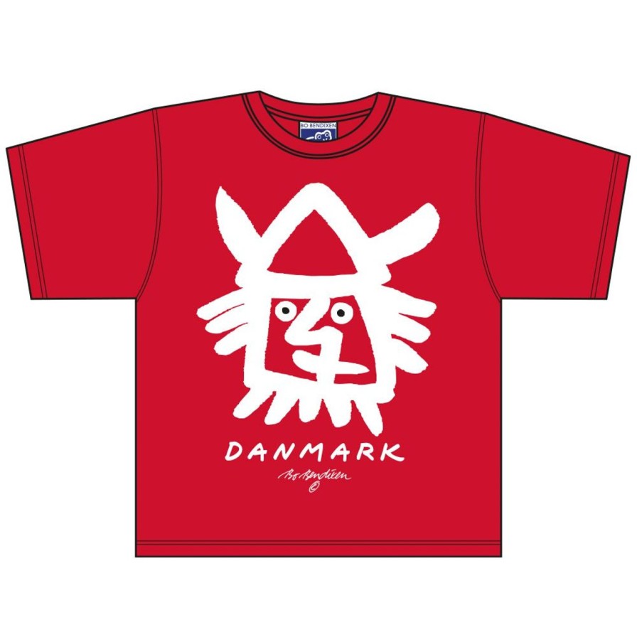 Geschenke Bo Bendixen Danemark | Bo Bendixen Unisex Kinder T-Shirt Rot Wikingerkopf