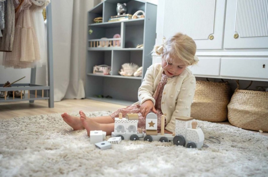 Kinderwelt Jabadabado Holz & Lernspielzeug | Jabadabado Nachziehspielzeug Zug & Silberblocke Holz