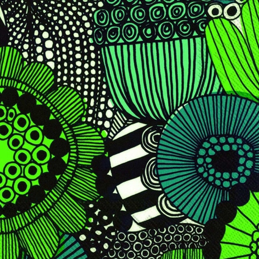 Kuche & Haushalt Marimekko Servietten & Zubehor | Marimekko Siirtolapuutarha (Schrebergarten) Papierservietten 33X33 Cm 20 Stk. Grun, Schwarz, Weis