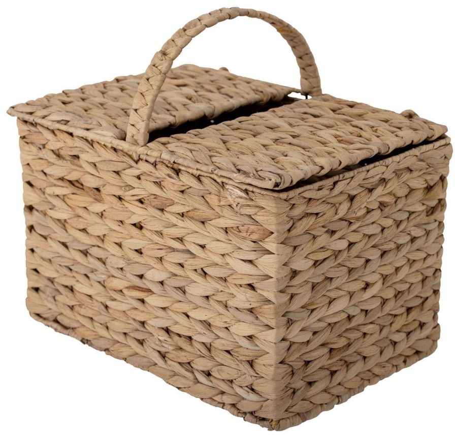 Kuche & Haushalt Bloomingville Korbe | Bloomingville Aufbewahrungskorb Mit Deckel Wasserhyazinthe H 33 Cm B 35 Cm L 36 Cm Natur Jasmy