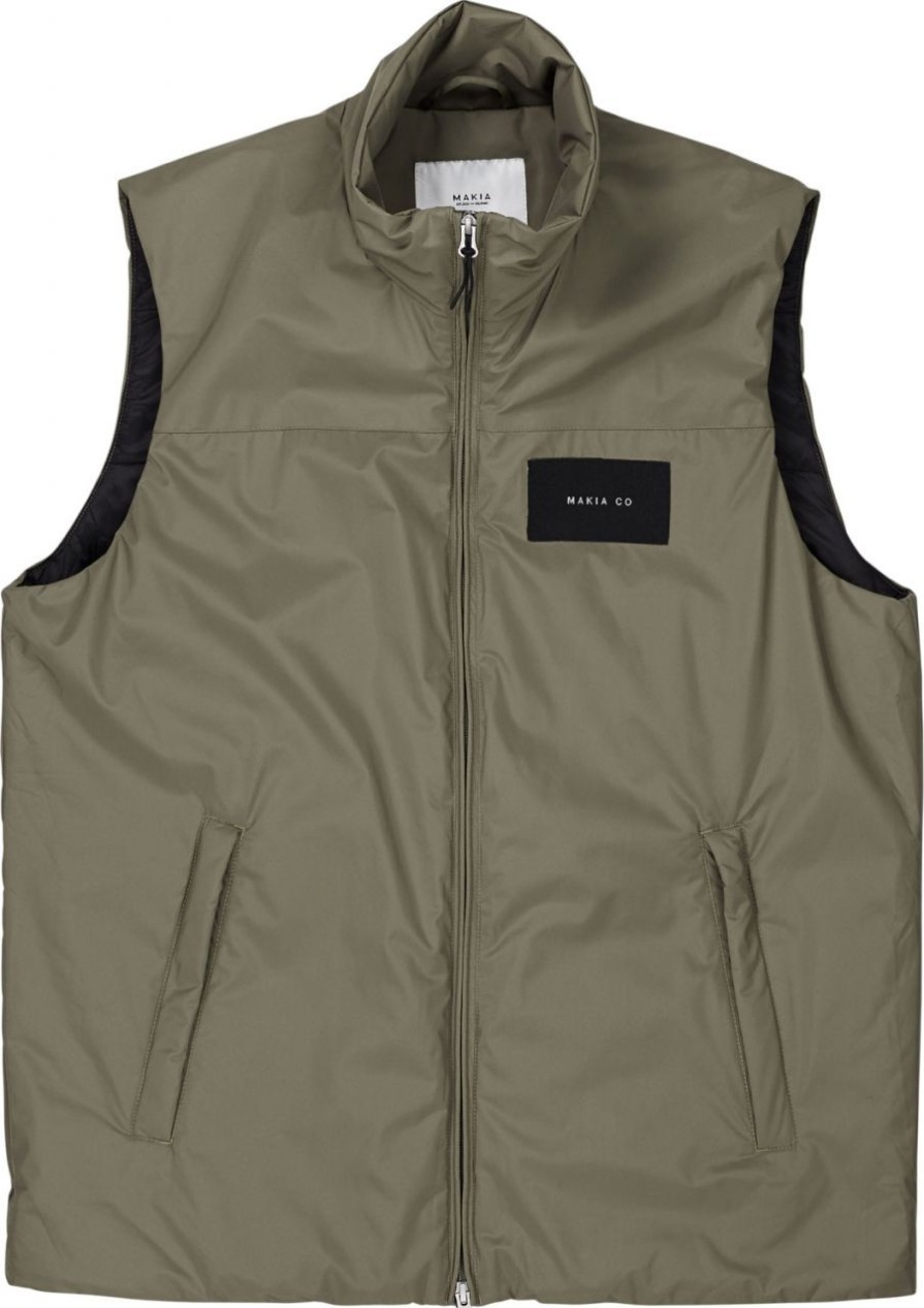 Fashion Makia Clothing Outdoorjacken & &Mantel | Makia Clothing Herren Gefutterte Weste Wasserabweisend Oliv Dome