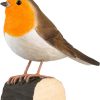 Geschenke Wildlife Garden | Wildlife Garden Decobird Rotkehlchen Handgeschnitzt