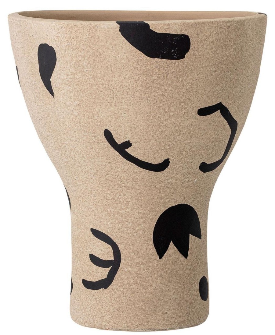 Geschenke Bloomingville Japandi | Bloomingville Nans Vase Terrakotta Hohe 27 Cm Sand, Schwarz