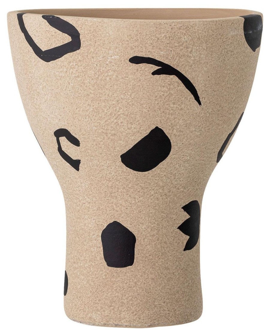 Geschenke Bloomingville Japandi | Bloomingville Nans Vase Terrakotta Hohe 27 Cm Sand, Schwarz