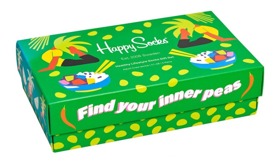 Fashion Happy Socks Strumpfe | Happy Socks Unisex Strumpfe Healthy Lifestyle Geschenkbox 3 Stk.