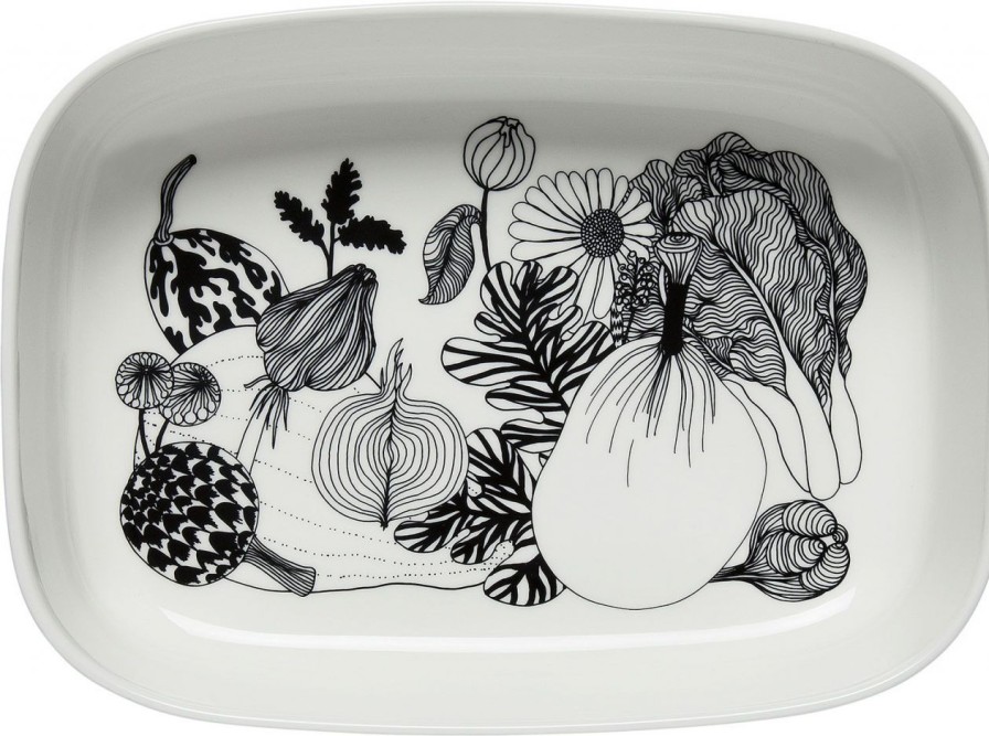 Kuche & Haushalt Marimekko Schusseln | Marimekko Siirtolapuutarha (Schrebergarten) Oiva Servierschale / Ofenform 20,5X28 Cm Schwarz, Cremew