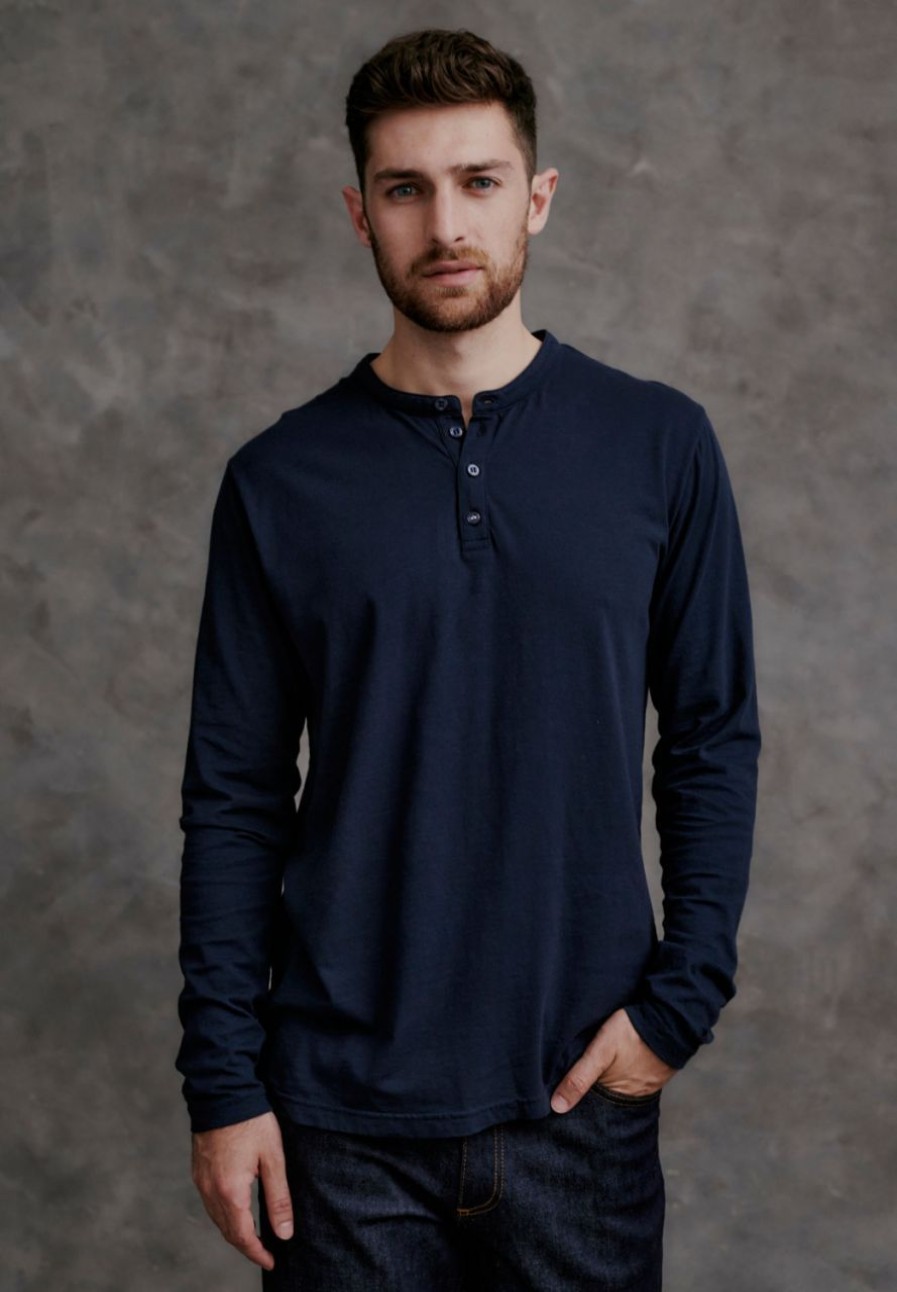 Fashion REDGREEN Shirts | Redgreen Herren Shirt Mit Langarm Mao Kragen (Oko-Tex) Dark Navy Clementin