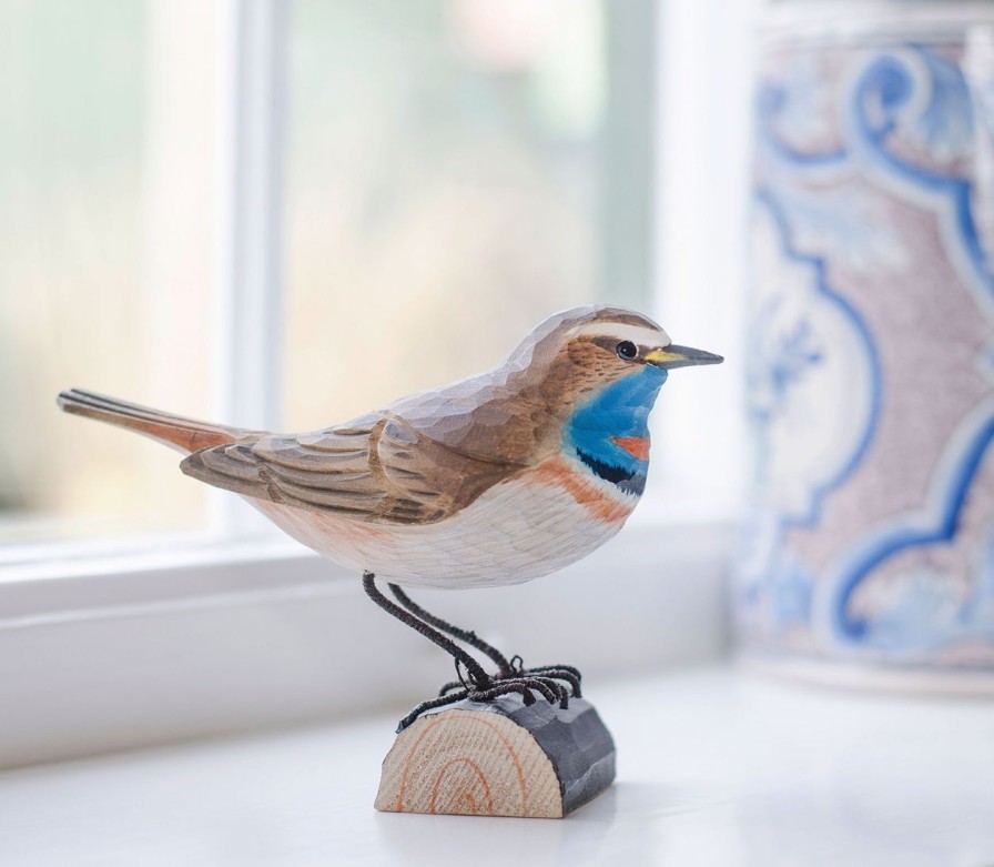 Geschenke Wildlife Garden | Wildlife Garden Decobird Blaukehlchen Handgeschnitzt