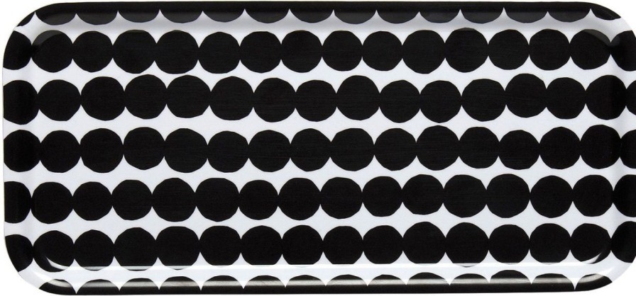 Kuche & Haushalt Marimekko Tabletts | Marimekko Rasymatto Tablett 15X32 Cm Schwarz, Weis