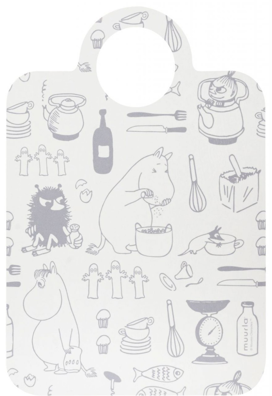 Kuche & Haushalt Muurla Servierbretter & Fruhstucksbretter | Muurla Mumin Bon Appetit Schneidebrett / Servierbrett 21X31 Cm Mit 2 Motiven Grau, Mehrfarbig