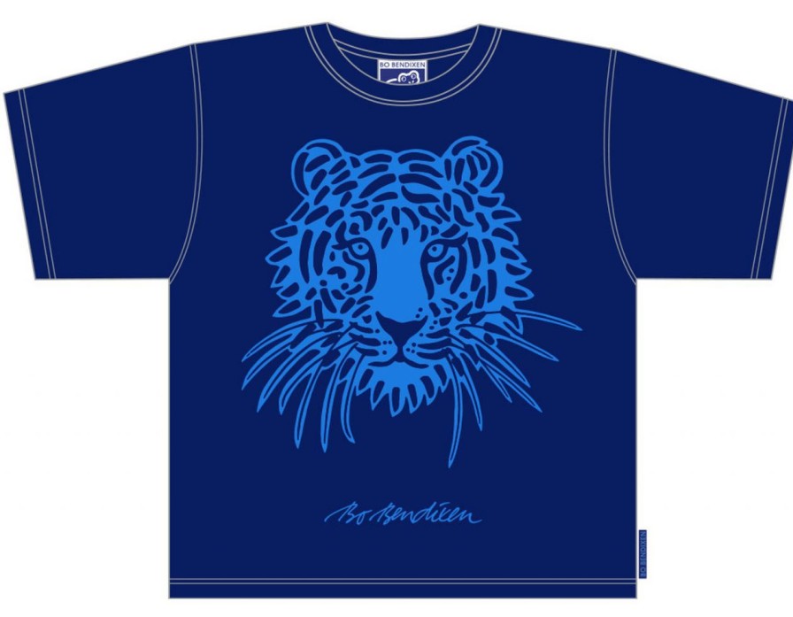 Kinderwelt Bo Bendixen Oberbekleidung | Bo Bendixen Unisex Kinder T-Shirt Dunkelblau Tiger