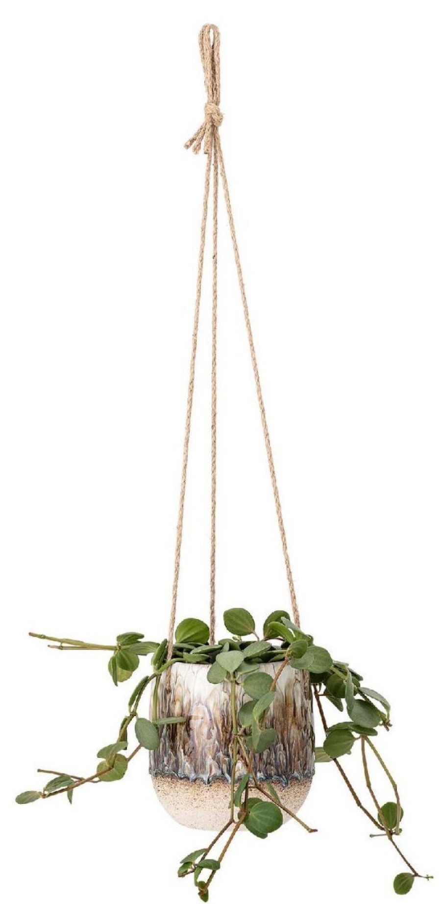 Wohnen Bloomingville Blumenubertopfe & Accessoires | Bloomingville Blumenubertopf Steingut Zum Hangen O 16,5 Cm Braun, Creme