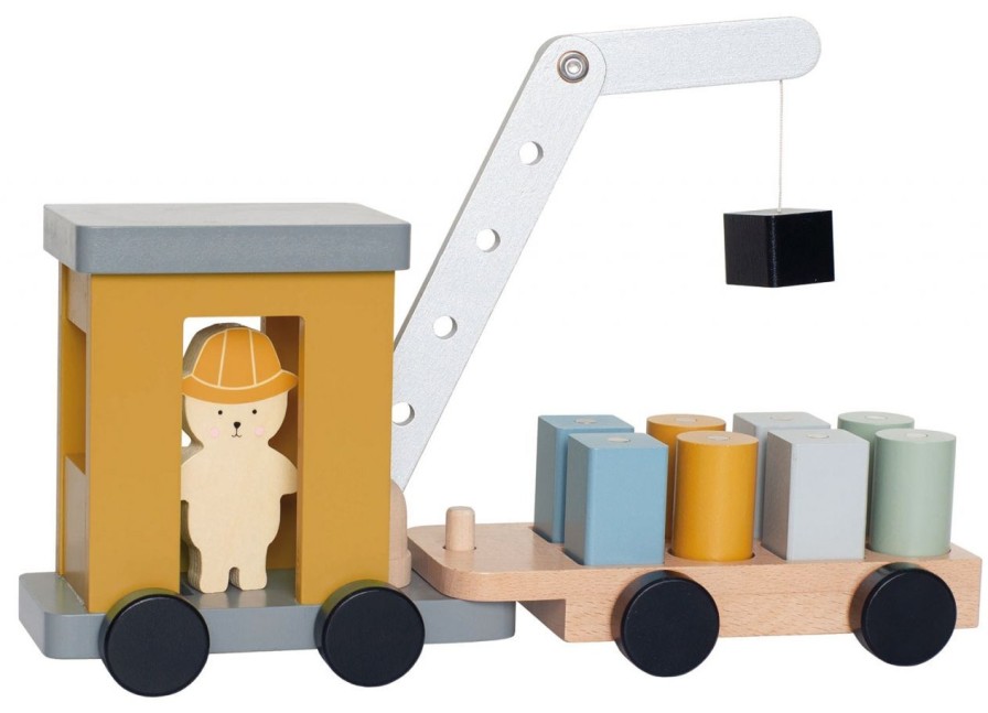 Kinderwelt Jabadabado Holz & Lernspielzeug | Jabadabado Holzspielzeug Kran Mit Magnet & Bauklotzen 10X21X33 Cm Holz, Magnet