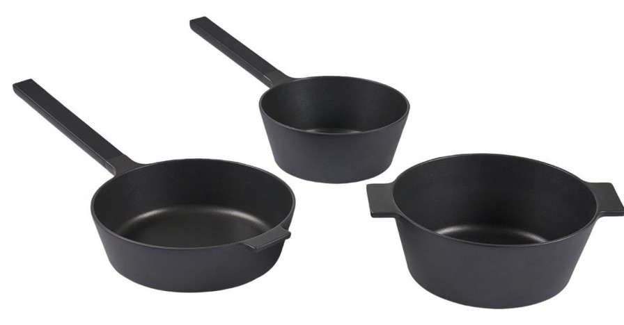 Kuche & Haushalt Morsø Topfe& Stieltopfe & Sauteusen | Morso N.A.C Topfset 3 Tlg. Topf 1,8 L / Brater 3,4 L / Sautepfanne O 24 Cm Alu Schwarz