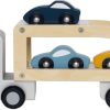 Kinderwelt Jabadabado Holz & Lernspielzeug | Jabadabado Holzspielzeug Autotransporter Mit 3 Autos Weis, Mehrfarbig Holz 32X8X12 Cm