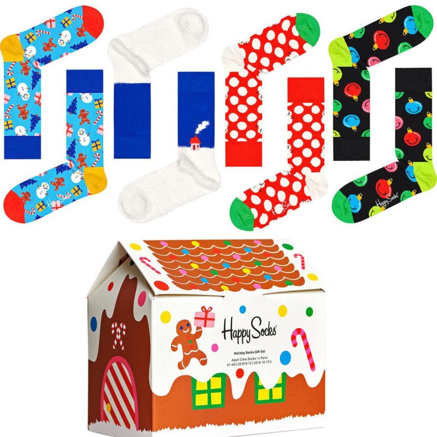 Fashion Happy Socks Strumpfe | Happy Socks Unisex Strumpfe Weihnachtszeit Geschenkbox 4 Stk.