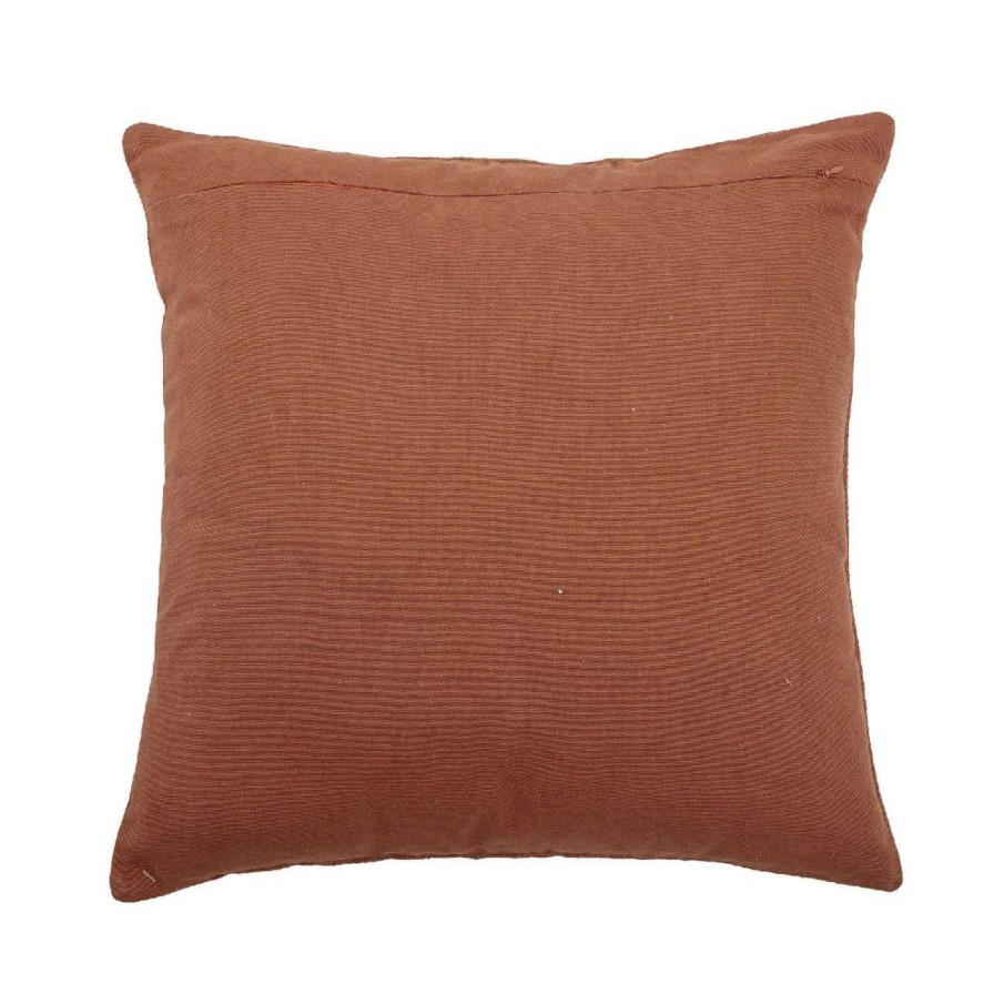 Wohnen Bloomingville Kissenhullen & Kissen | Bloomingville Kissen Rot M. Gehakelter Flache 45X45 Cm