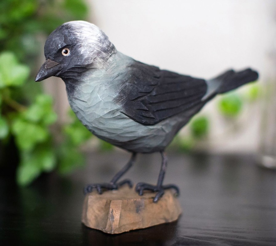 Wohnen Wildlife Garden Figuren | Wildlife Garden Decobird Dohle Handgeschnitzt