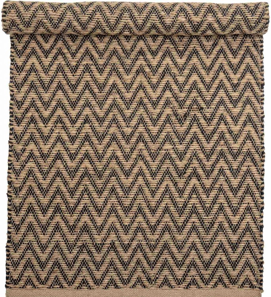 Wohnen Bloomingville Teppiche | Bloomingville Teppichlaufer Jute 70X140 Cm Natur, Schwarz, Braun Lieu