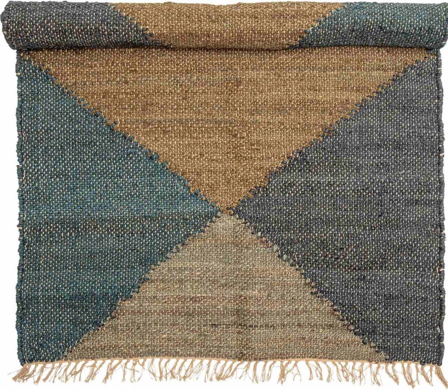 Wohnen Bloomingville Teppiche | Bloomingville Teppich Jute 120X180 Cm Natur, Braun, Blau Caris