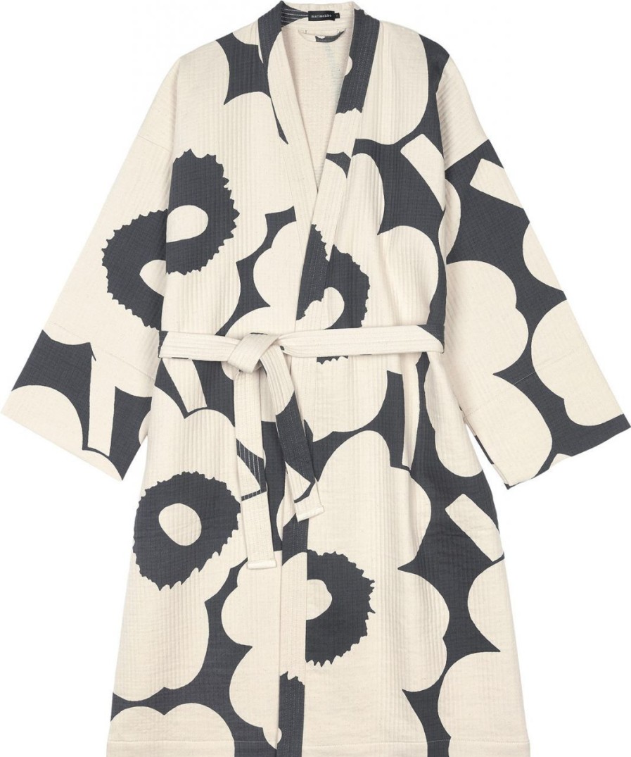 Fashion Marimekko Bademantel & Nachtwasche | Marimekko Damen Bademantel Anthrazit, Cremeweis Unikko