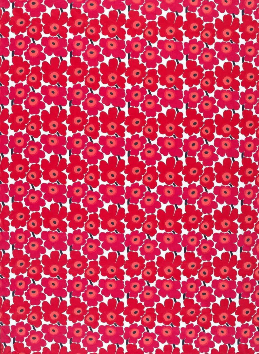 Wohnen Marimekko Stoffe | Marimekko Unikko Mini Rot Weis Stoff 1X1,4 M