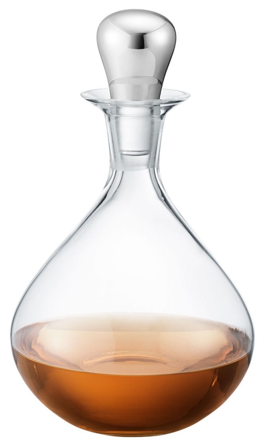 Kuche & Haushalt Georg Jensen Karaffen & Kruge | Georg Jensen Sky Cognac Dekanter 1,45 L Mit Stahlstopfen Edelstahl Poliert, Kristallglas