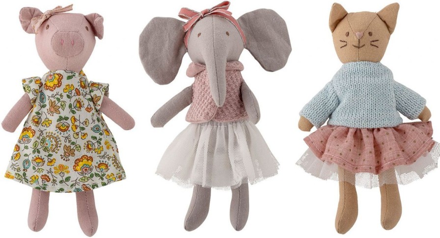 Kinderwelt Bloomingville Puppen & Zubehor | Bloomingville Mini Tierfreunde Puppe 3Er Set Rosa, Mehrfarbig Bonnie