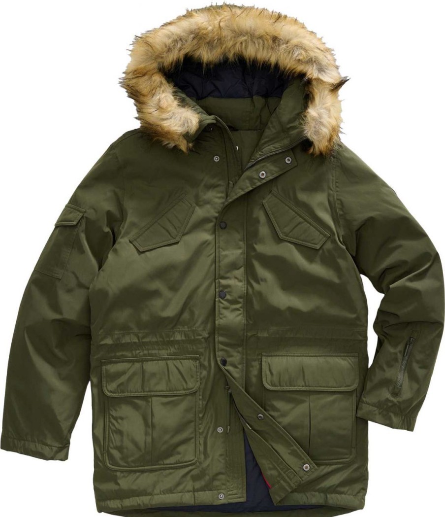 Fashion REDGREEN Outdoorjacken & &Mantel | Redgreen Herren Parka Wind- & Wasserdicht Abnehmbarer Fellkragen / Kapuze Dunkelgrun Stone