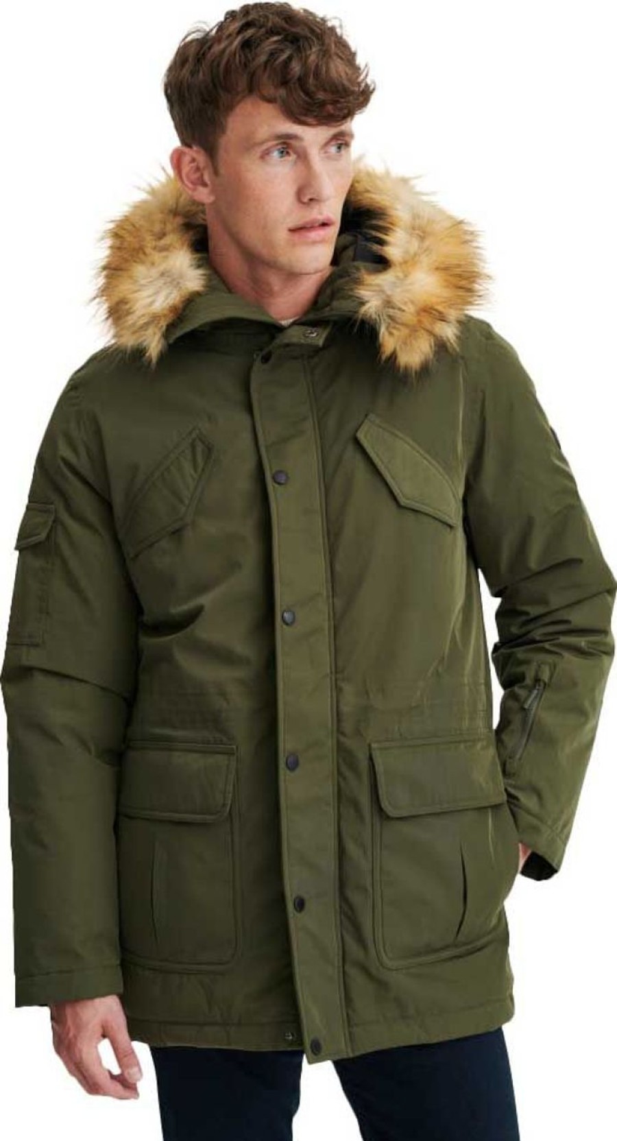 Fashion REDGREEN Outdoorjacken & &Mantel | Redgreen Herren Parka Wind- & Wasserdicht Abnehmbarer Fellkragen / Kapuze Dunkelgrun Stone