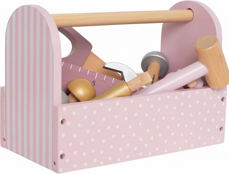 Kinderwelt Jabadabado Holz & Lernspielzeug | Jabadabado Werkzeugkiste Rosa Holz 16 Tlg. 23X12X16 Cm