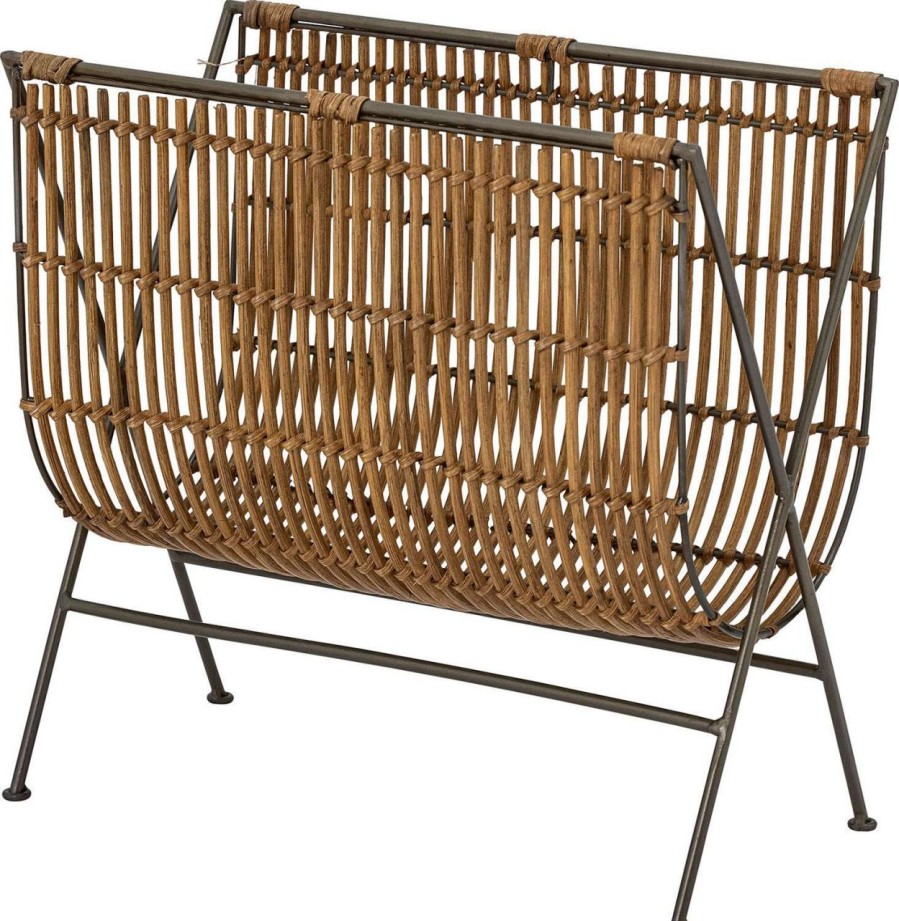 Wohnen Bloomingville | Bloomingville Clement Zeitungsstander Rattan 23X43 Cm Natur