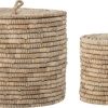 Kuche & Haushalt Bloomingville Korbe | Bloomingville Lin Aufbewahrungskorb Mit Deckel Seegras 2Er Set Hohe 22 Cm O 23 Cm / Hohe 31 Cm O34 C