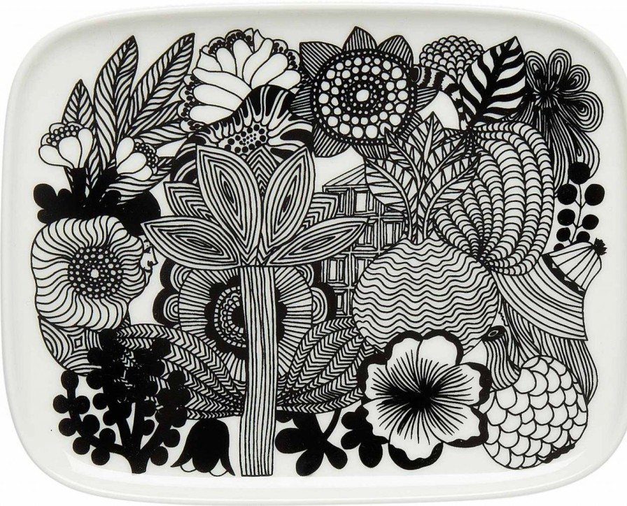 Kuche & Haushalt Marimekko Teller | Marimekko Siirtolapuutarha (Schrebergarten) Oiva Teller 12X15 Cm Schwarz, Cremeweis