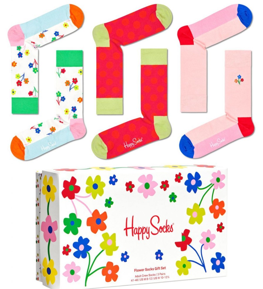 Geschenke Happy Socks | Happy Socks Unisex Strumpfe Flower Geschenkbox 3 Stk.