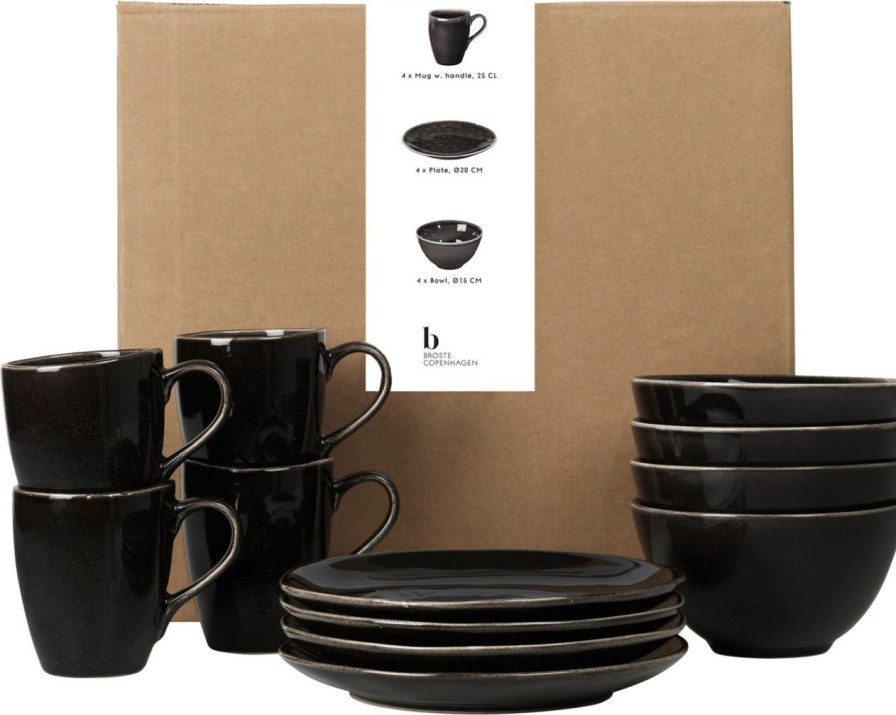 Kuche & Haushalt Broste Copenhagen Startersets | Broste Copenhagen Fruhstucksset 12 Tlg. Nordic Coal Schwarz