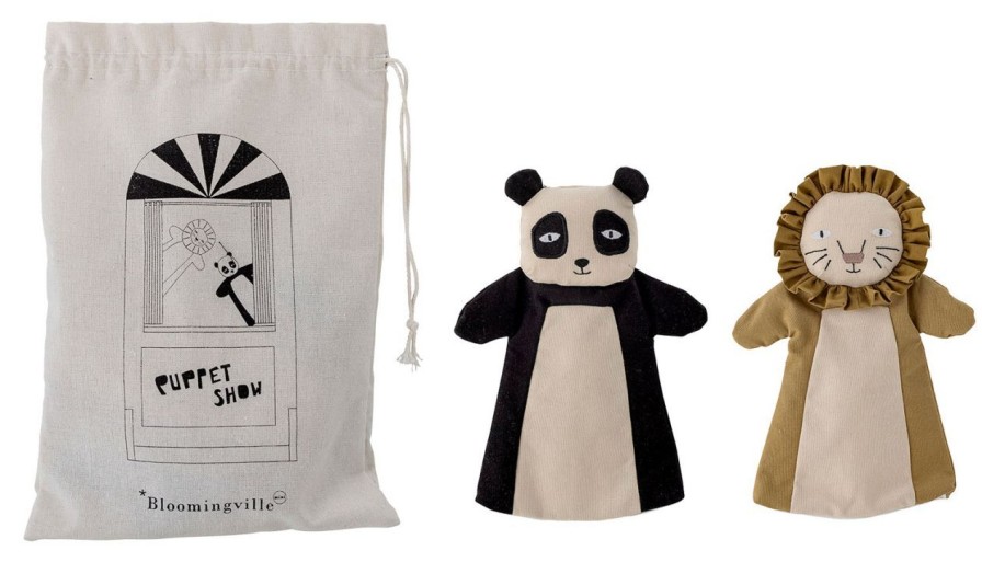 Kinderwelt Bloomingville Mini Puppen & Zubehor | Bloomingville Mini Flynn Lowe Und Panda Handpuppe/Kuschelspielzeug